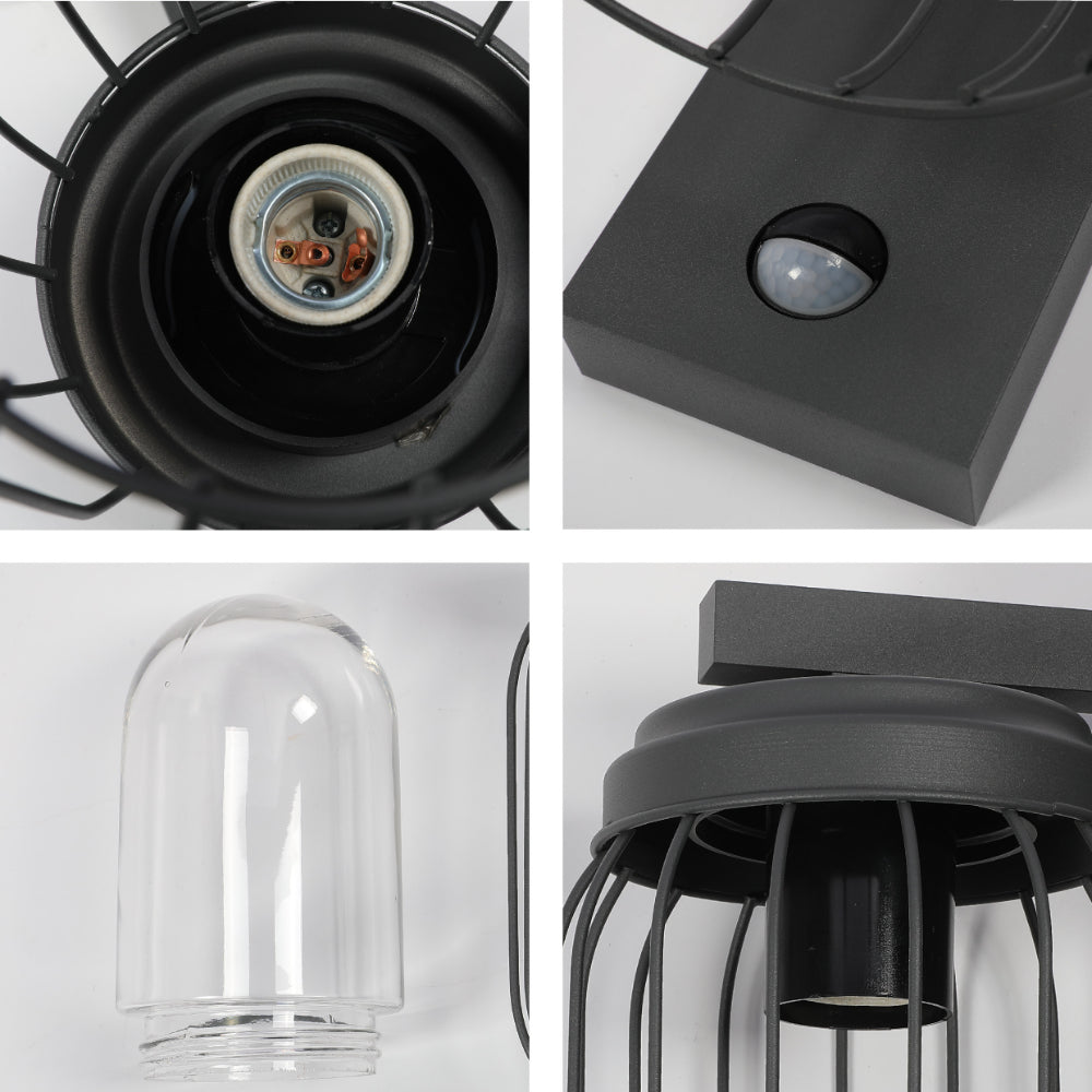 Luz de pared exterior Tuela, con diseño moderno en gris oscuro, ideal para patios o jardines con decoración contemporánea.