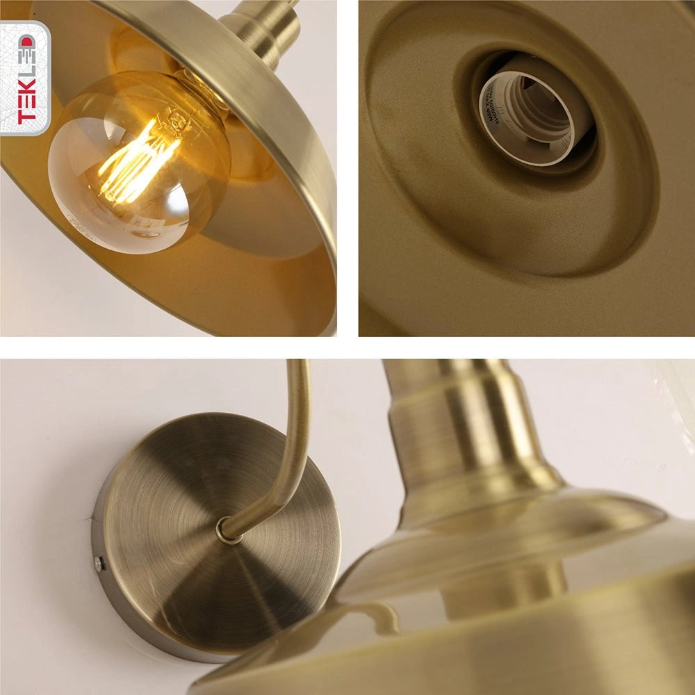 Detailed captures of Antique Brass Metal Step Wall Light with E27 Fitting
