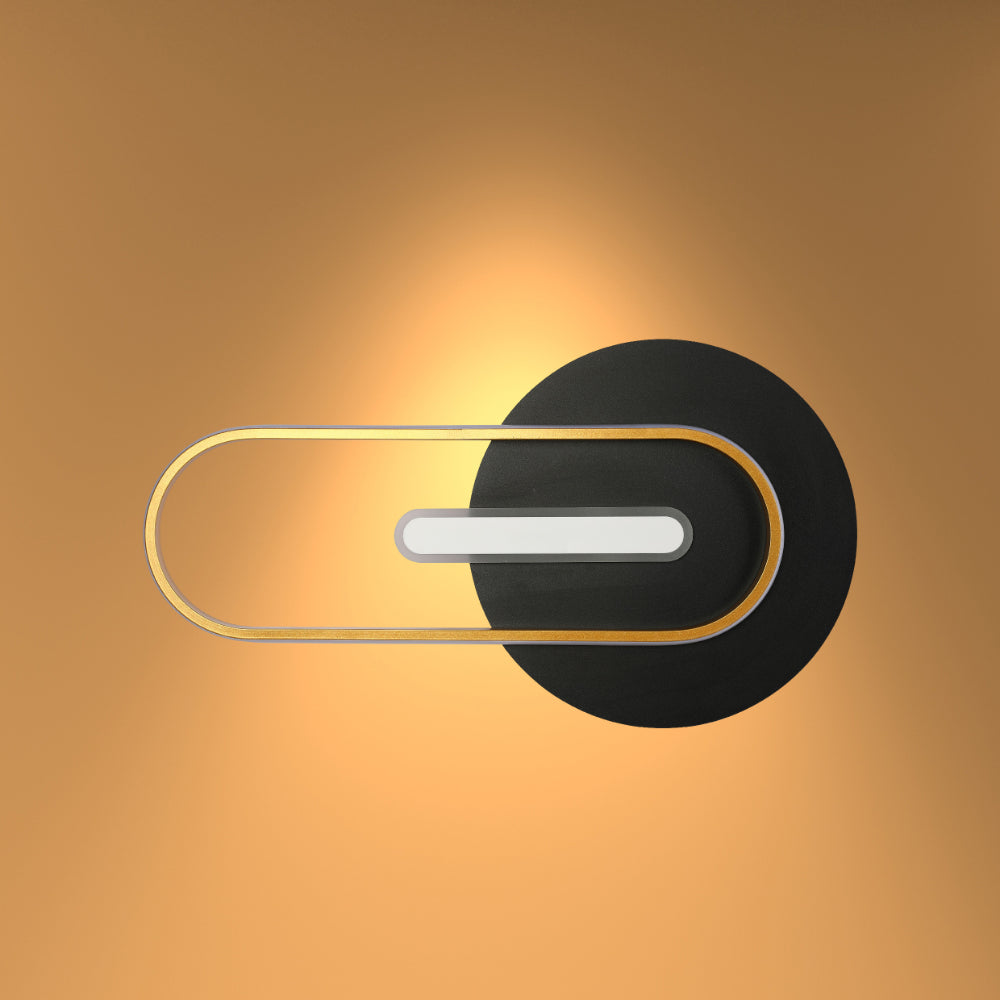 Luz LED de pared y techo en forma de eclipse, ideal para espacios modernos y minimalistas como salones y oficinas.
