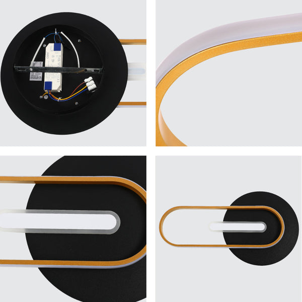 Luz de pared y techo LED Chic Eclipse negra, ideal para salas contemporáneas y decoración moderna.