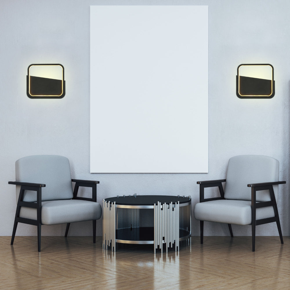Imagen principal de una moderna lámpara de pared y techo LED en un espacio contemporáneo, ideal para salones y oficinas elegantes.