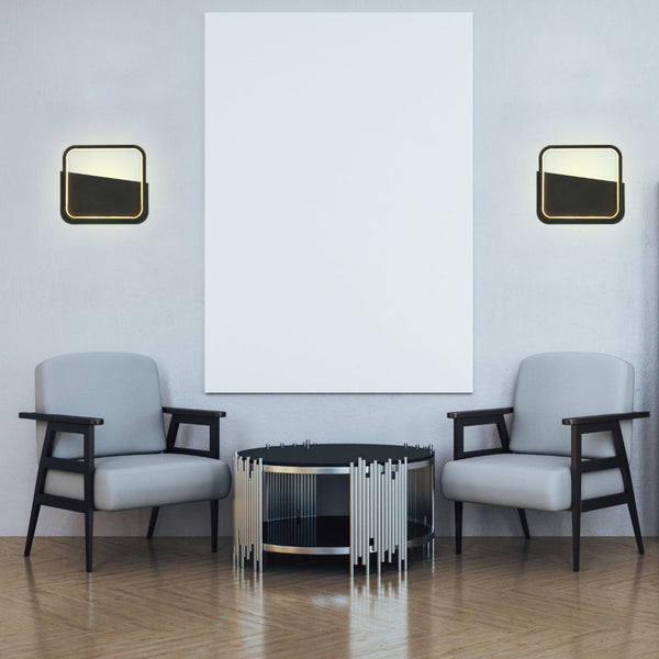 Imagen principal de una moderna lámpara de pared y techo LED en un espacio contemporáneo, ideal para salones y oficinas elegantes.