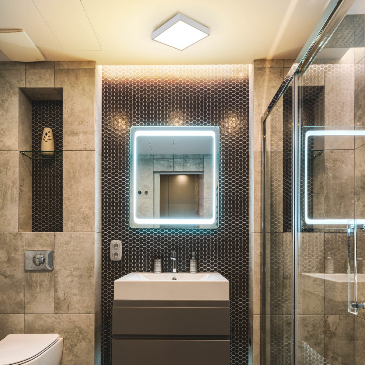 Luz de bulkhead LED de 24W, ideal para espacios exteriores e interiores con decoración moderna, proporcionando iluminación eficiente y duradera.