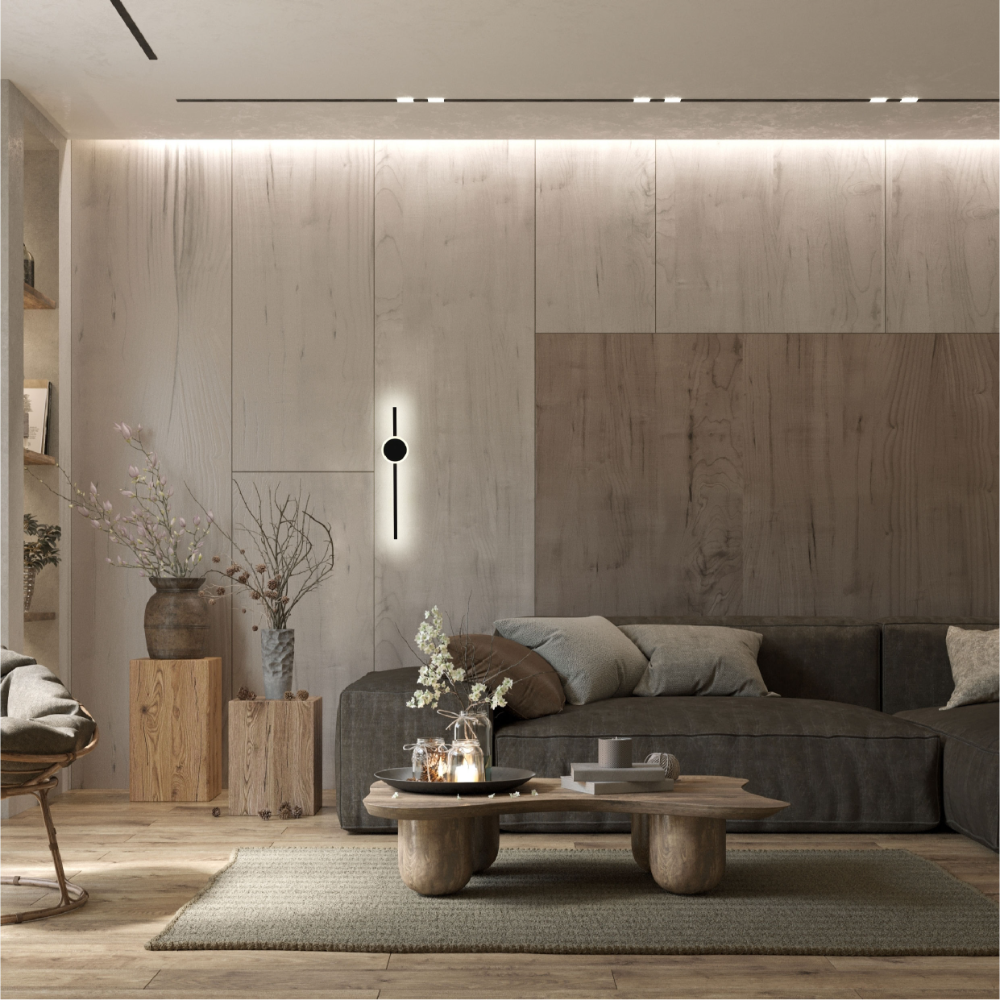 Luz LED de doble función, ideal para iluminar paredes o techos en espacios modernos, combinando estilo y funcionalidad.