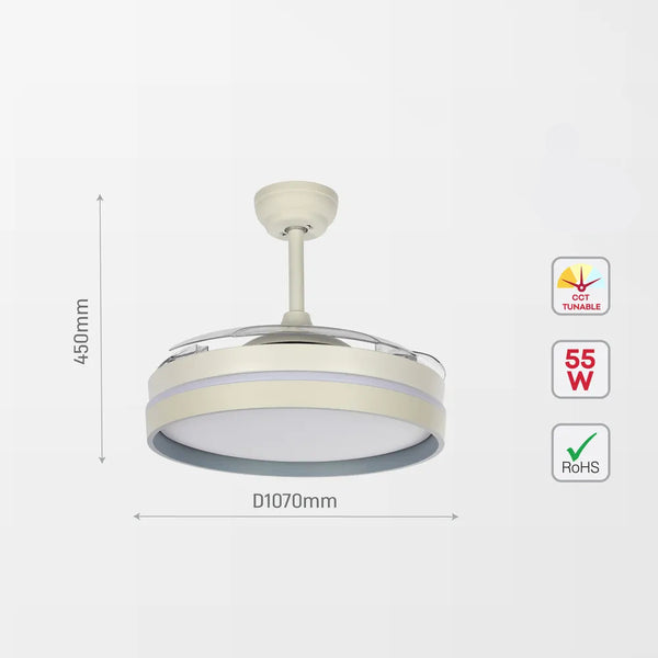 Size and technical specs of the Lyustra LED Fan Lamp White 55W 42inch (TEKLED)-158-19525-158-19525