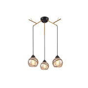 Main image of Amber Dome Glass Gold Twig Modern Ceiling Light | TEKLED 159-17594