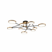 Main image of Contemporary Galaxy Gold Ring Black Rods Modern Semi Flush Chandelier Ceiling Light 72w Warm White | TEKLED 159-17550