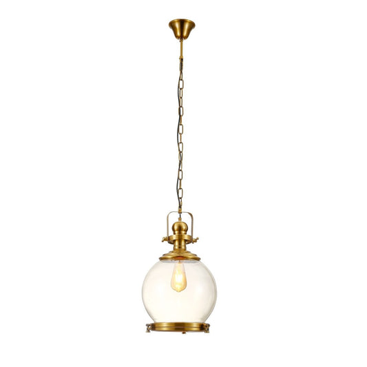 Golden bronze metal amber glass globe pendant light sealed main image