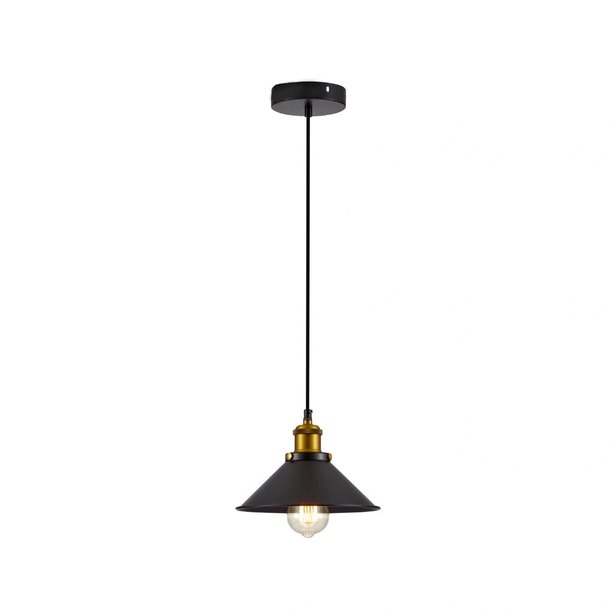 Main image of Black Metal Small Funnel Pendant Ceiling Light with E27 | TEKLED 150-17862