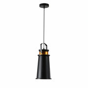 Main image of Loft Cafe Bar Counter Exhibition Hall Pub Aisle Indoor Black Funnel Handled Black Gold Metal Pendant Ceiling Light E27 | TEKLED 150-17814