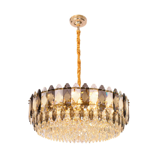 Main image of Deluxe Smoky Clear Crystal Modern Chandelier Light Gold | TEKLED 159-18004