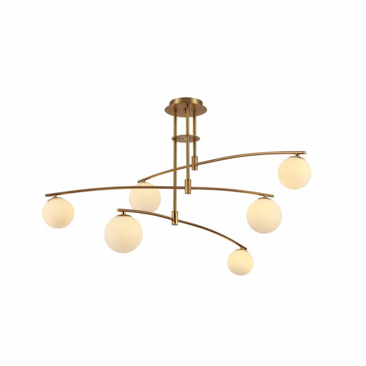 Main image of Balanced Palm Modern Chandelier with 6xG9 Fittings Opal Globes and Gold Body | TEKLED 159-17488