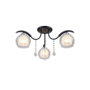 Main image of Clear Opal Double Layer Bell Glass Black Metal Semi Flush Ceiling Light | TEKLED 158-193421