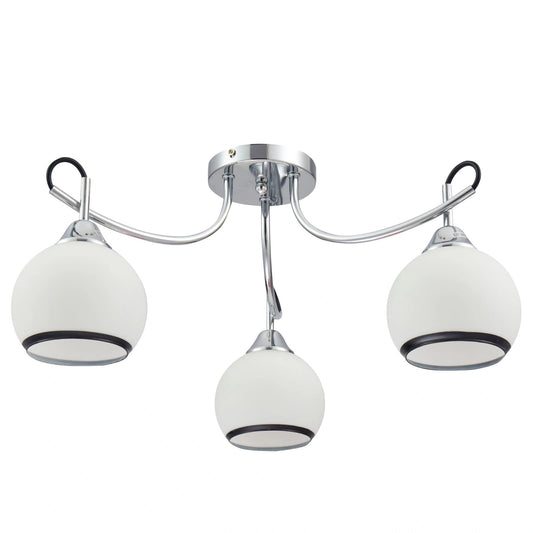 Main image of Opal Dome Glass Chrome Metal Semi Flush Ceiling Light | TEKLED 159-17580