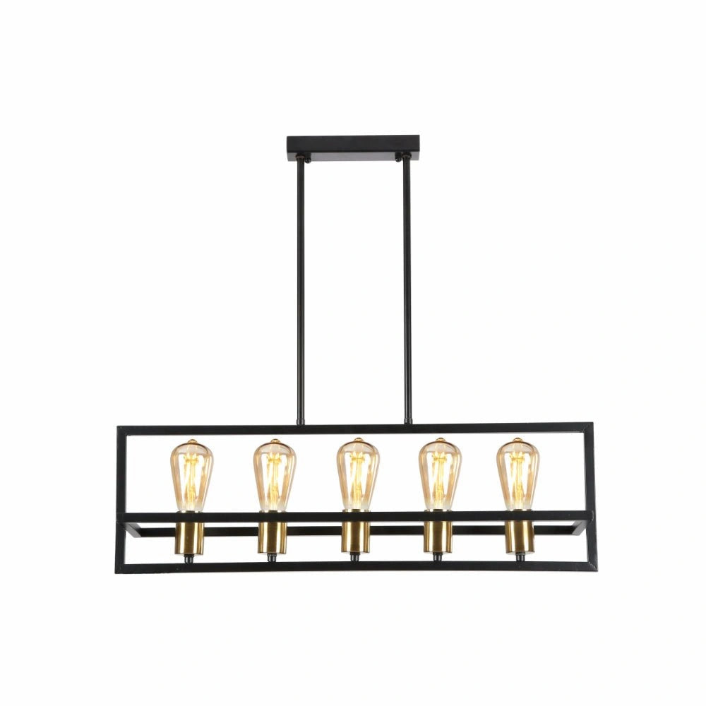 Main image of Black Metal Cuboid Kitchen Island Chandelier Ceiling Light with 5xE27 | TEKLED 156-19534