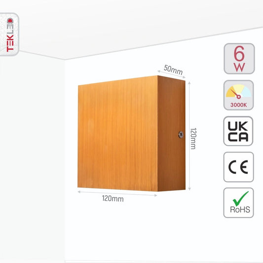 Size and specs of LED Gold Aluminium Bronze Metal Wall Light 6W Warm White 3000K | TEKLED 151-19526