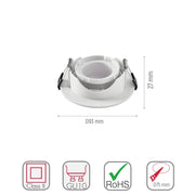 Size and specs of Round Polycarbonate Tilt Recessed Downlight GU10 White or Black | TEKLED 164-03021