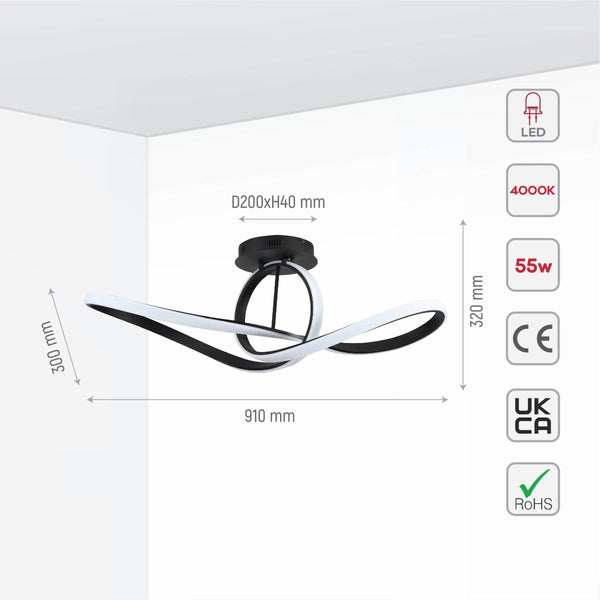Size and specs of LED Triple Loop White Finishing 46W 4000K Natural Cool White Modern Contemporary Nordic Scandinavian Pendant Ceiling Light | TEKLED 158-19812