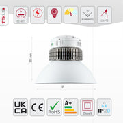 Size and specs of LED Radiator Highbay 100W Cool White 6000K IP20 | TEKLED 230-03560