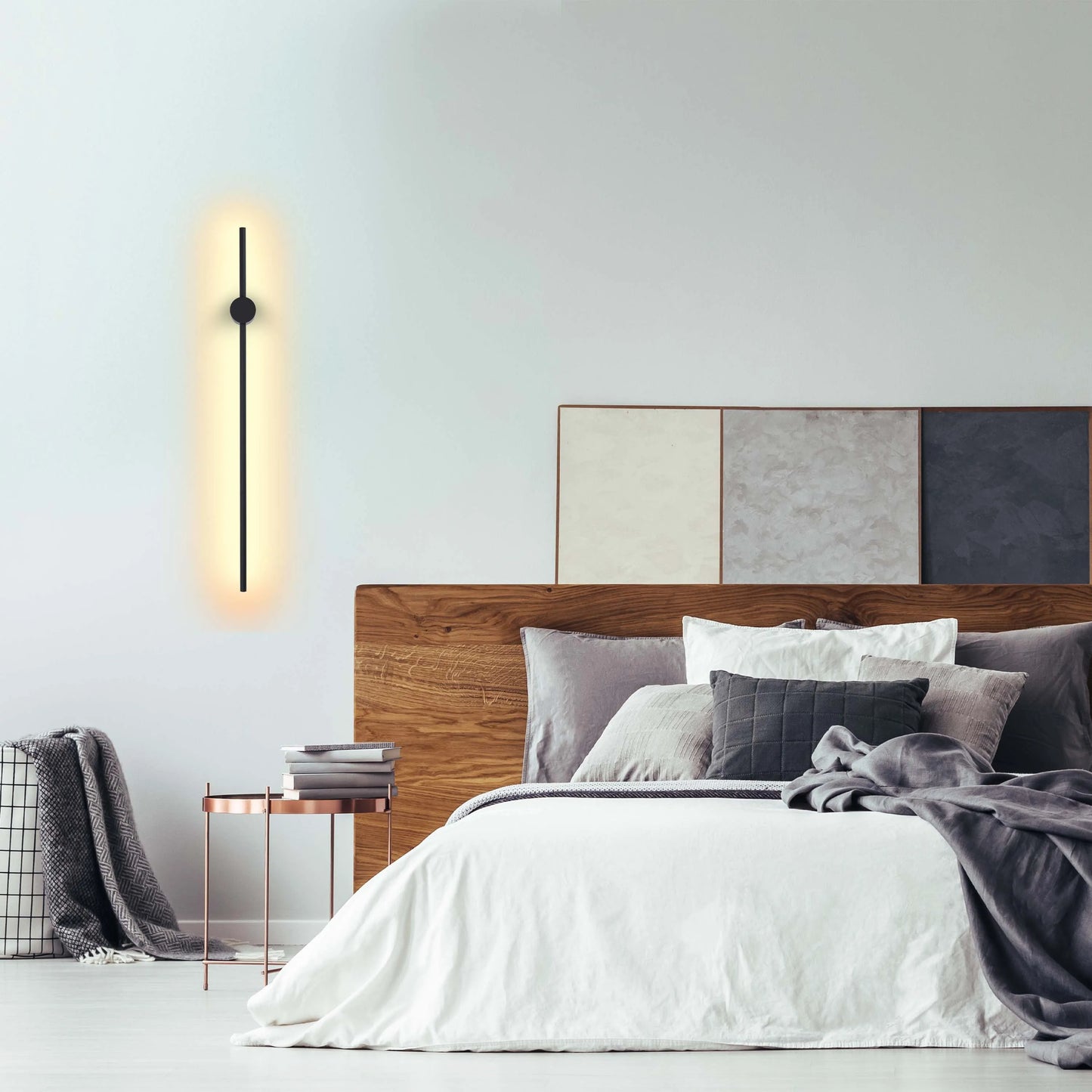 Aplique de Pared Minimalista en Negro o Dorado con LED Integrado