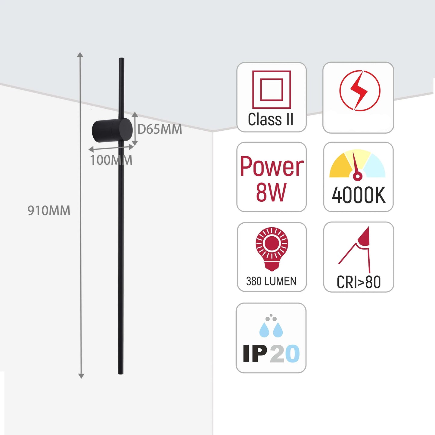 Aplique de Pared Minimalista en Negro o Dorado con LED Integrado