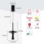 Lámpara colgante minimalista en forma de trompeta - 7W LED, 4000K luz blanco frío, IP20