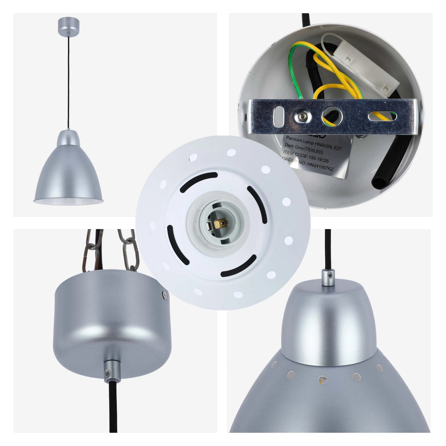 Lámpara colgante moderna tipo campana – Diámetro 300 mm, casquillo E27, cable ajustable