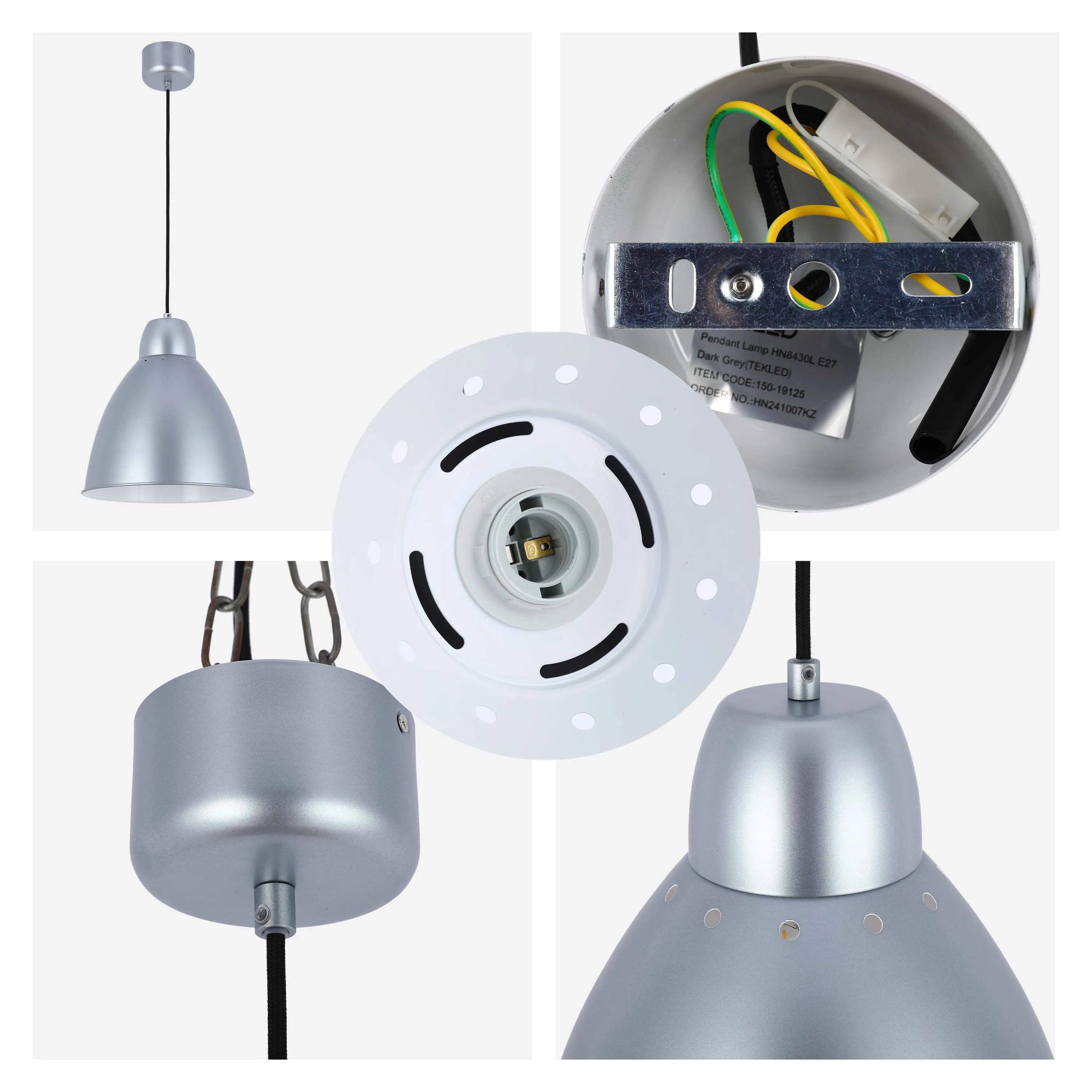 Lámpara colgante moderna tipo campana – Diámetro 300 mm, casquillo E27, cable ajustable