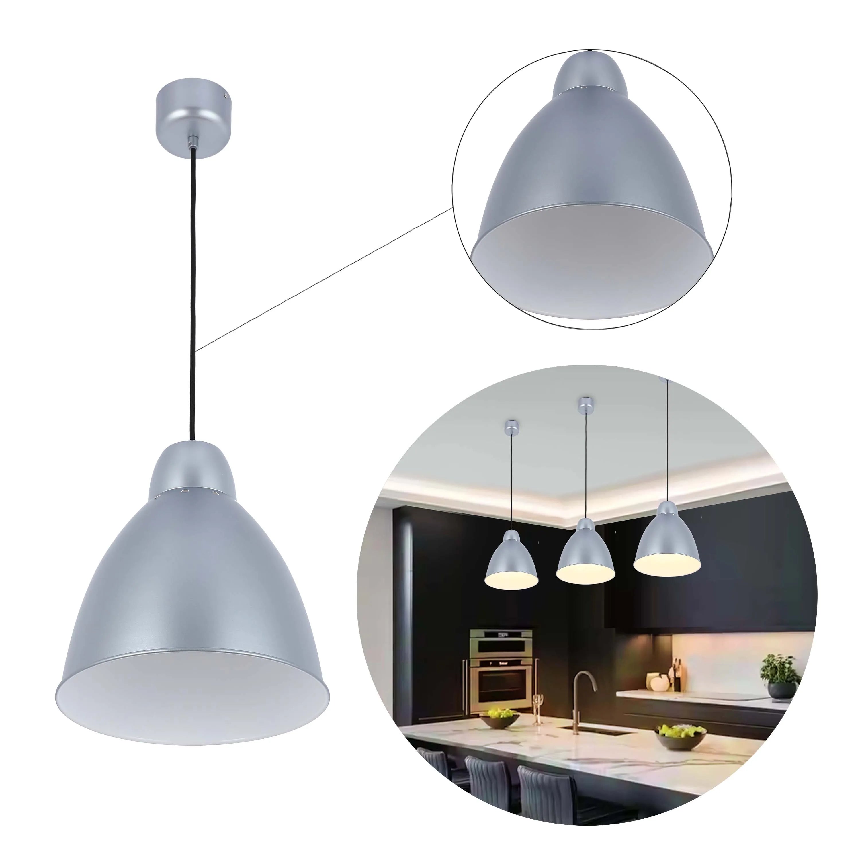 Lámpara colgante moderna tipo campana – Diámetro 300 mm, casquillo E27, cable ajustable