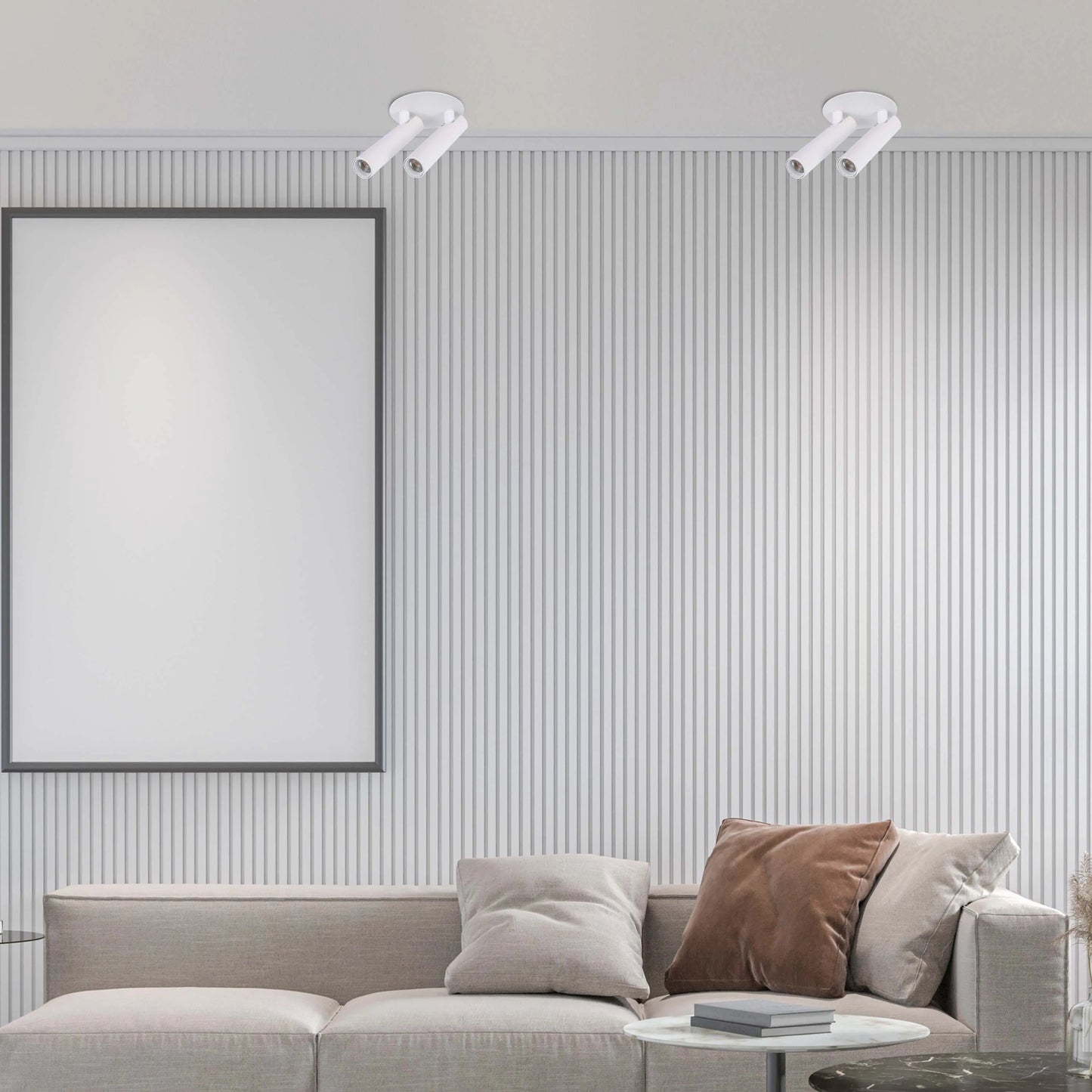 Spotlight moderno en blanco y negro de 2 luces