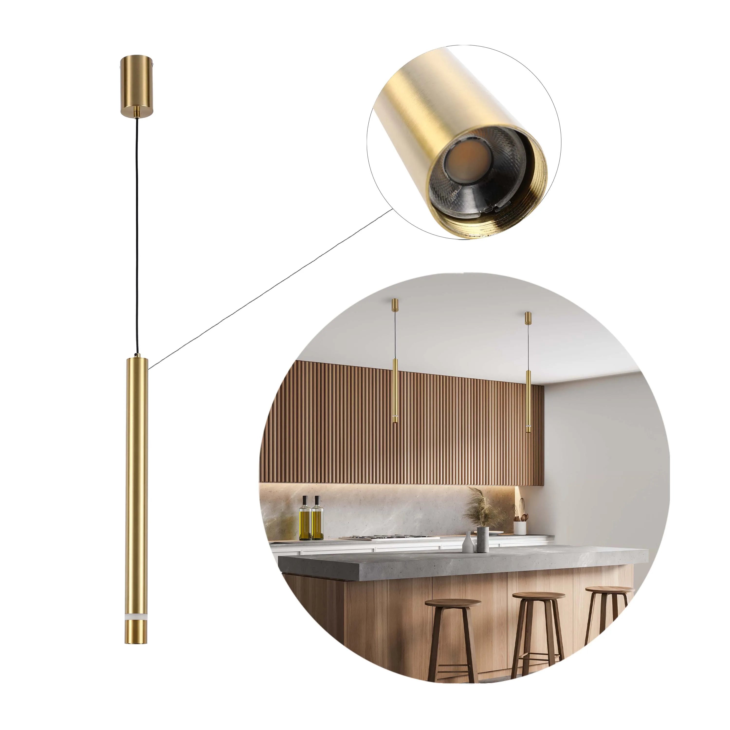 Lámpara colgante LED cilíndrica delgada - 7W, 4000K luz blanca fría, IP20