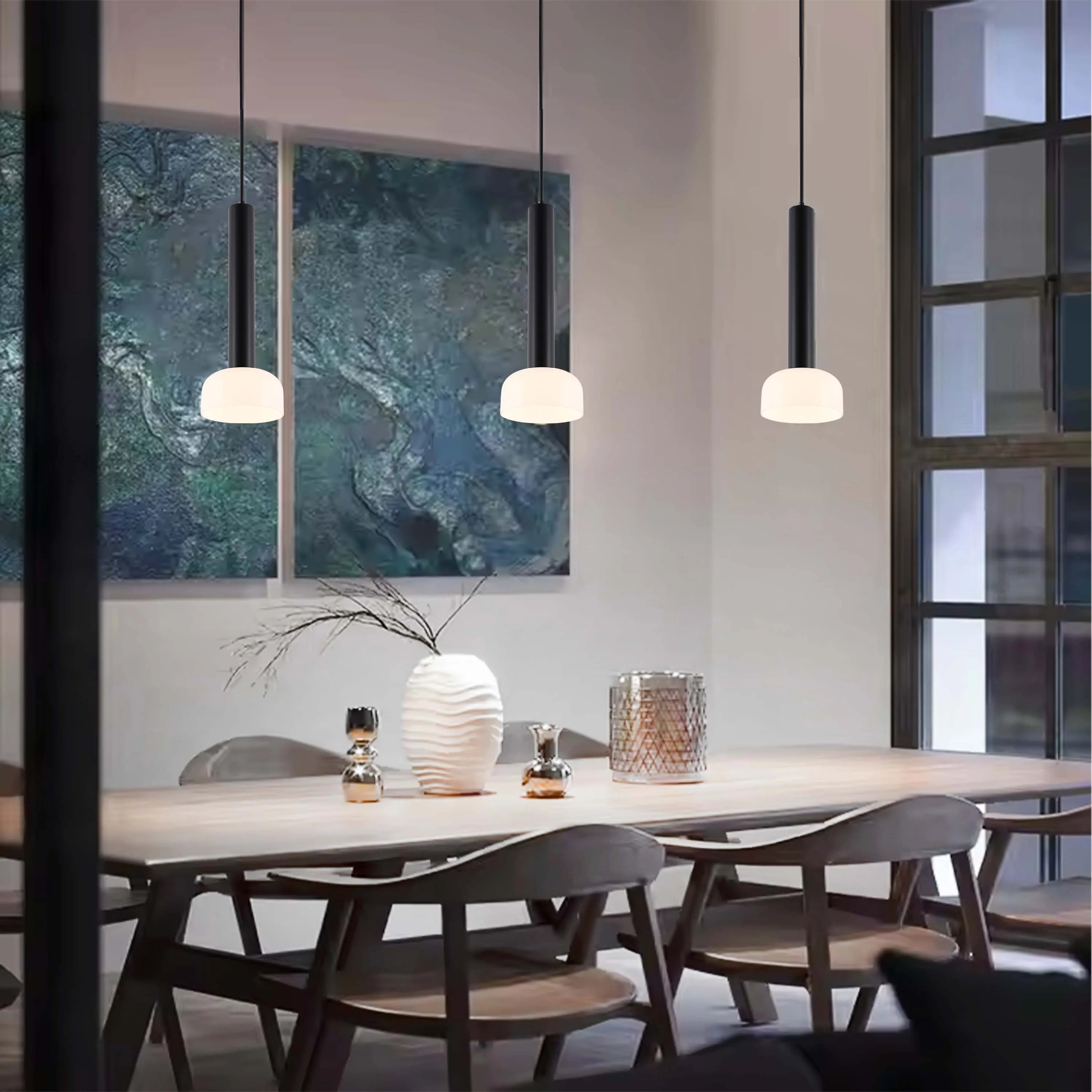 Lámpara colgante LED cilíndrica minimalista - 8W, 3CCT, 340 mm de largo