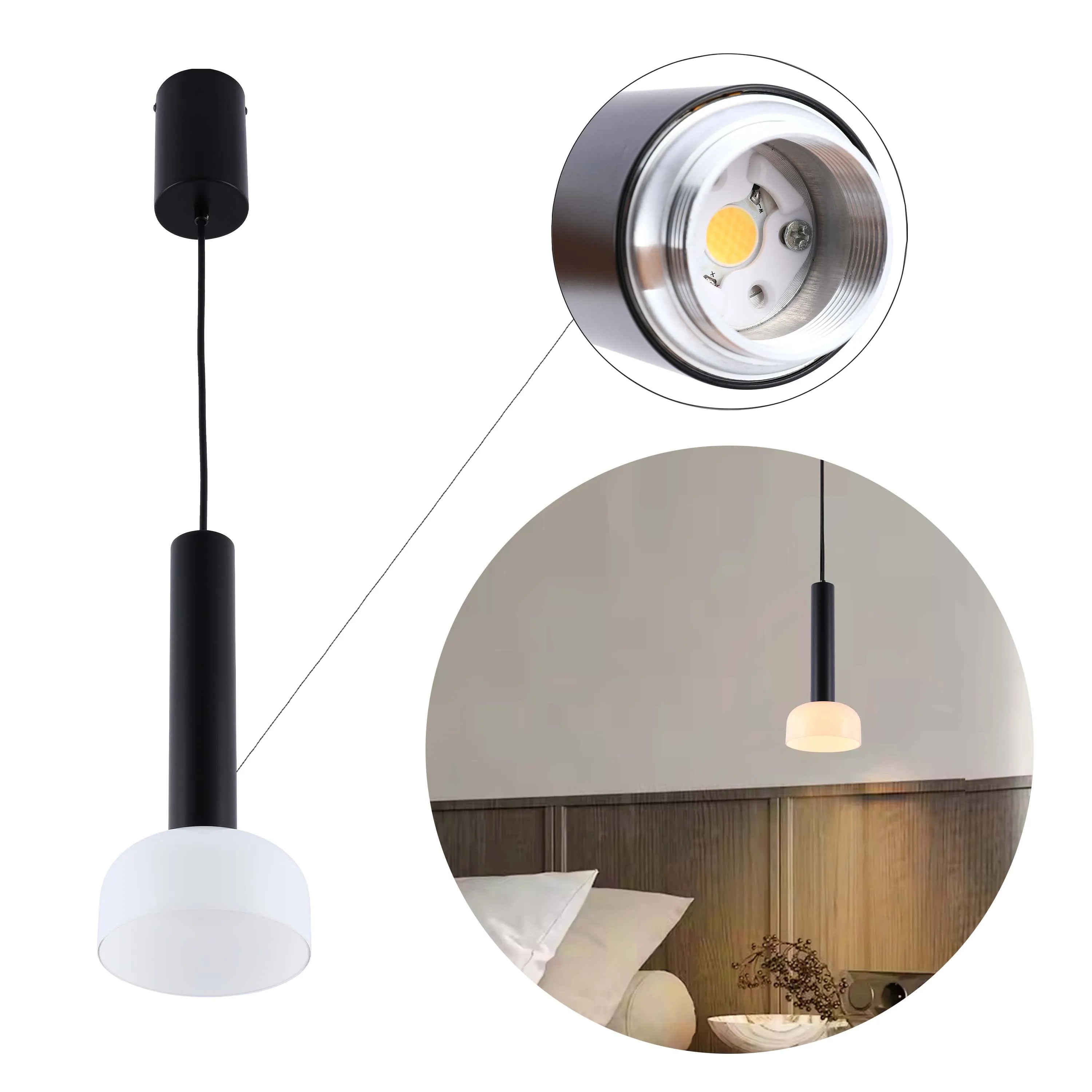 Lámpara colgante LED cilíndrica minimalista - 8W, 3CCT, 340 mm de largo