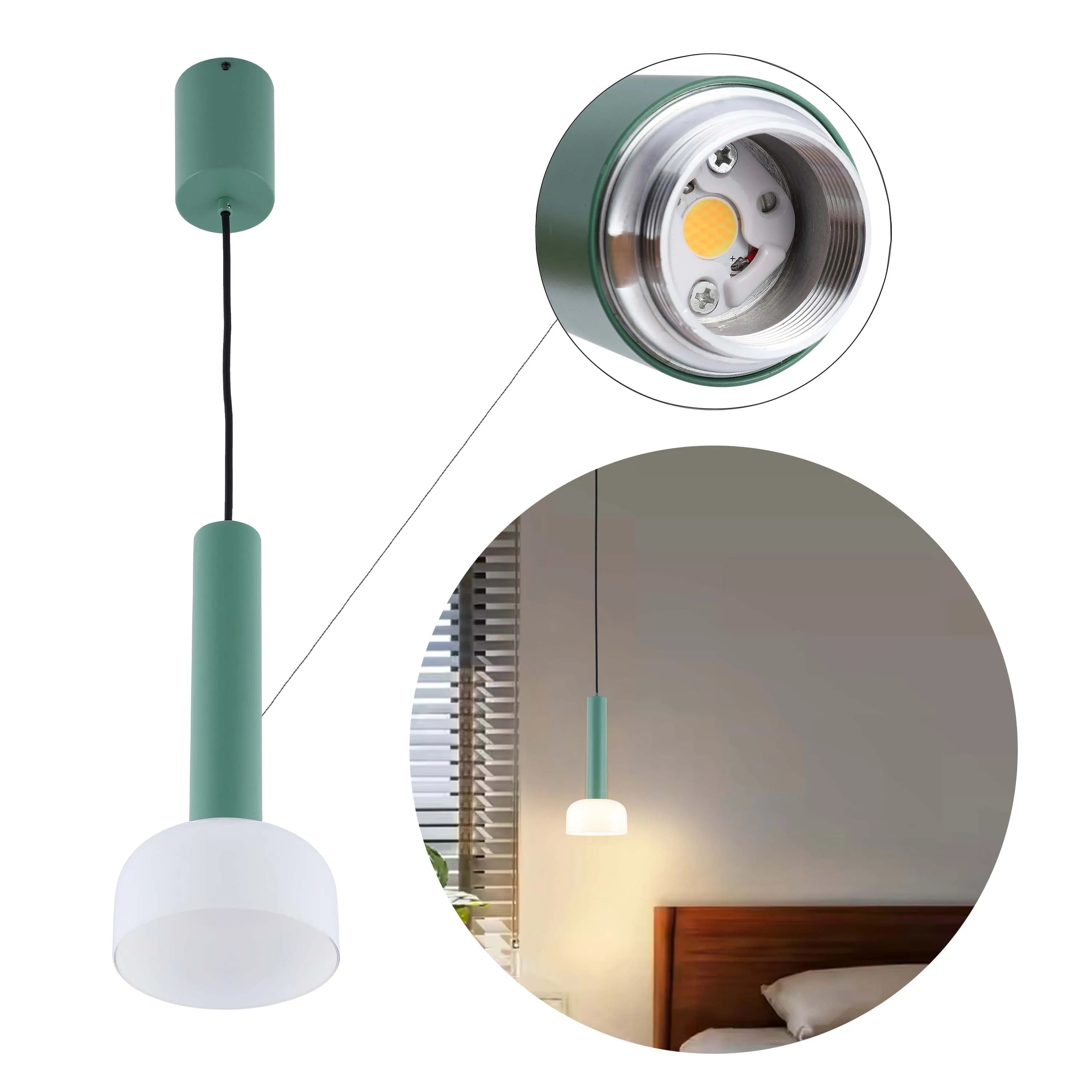Lámpara colgante LED cilíndrica minimalista - 8W, 3CCT, 340 mm de largo