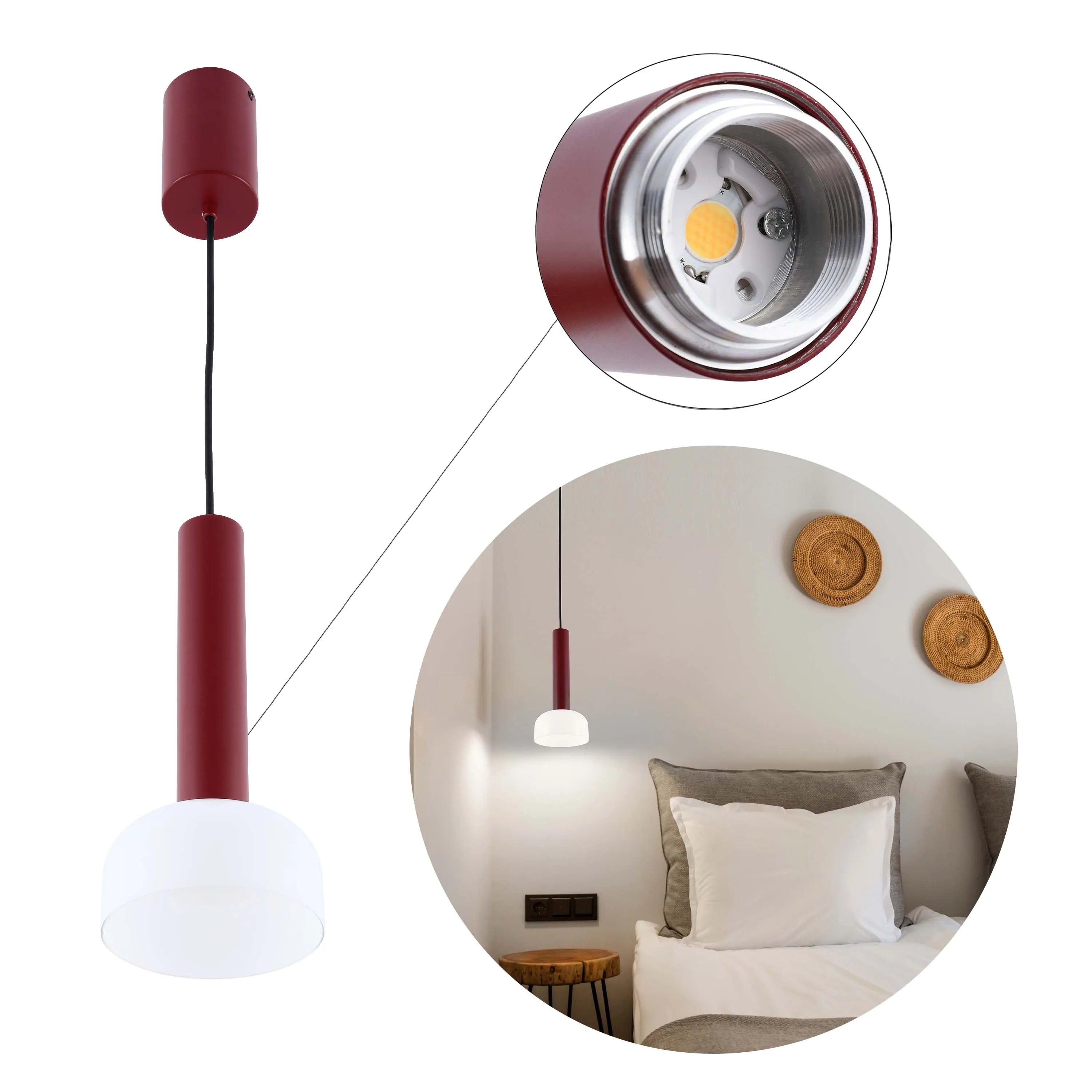 Lámpara colgante LED cilíndrica minimalista - 8W, 3CCT, 340 mm de largo