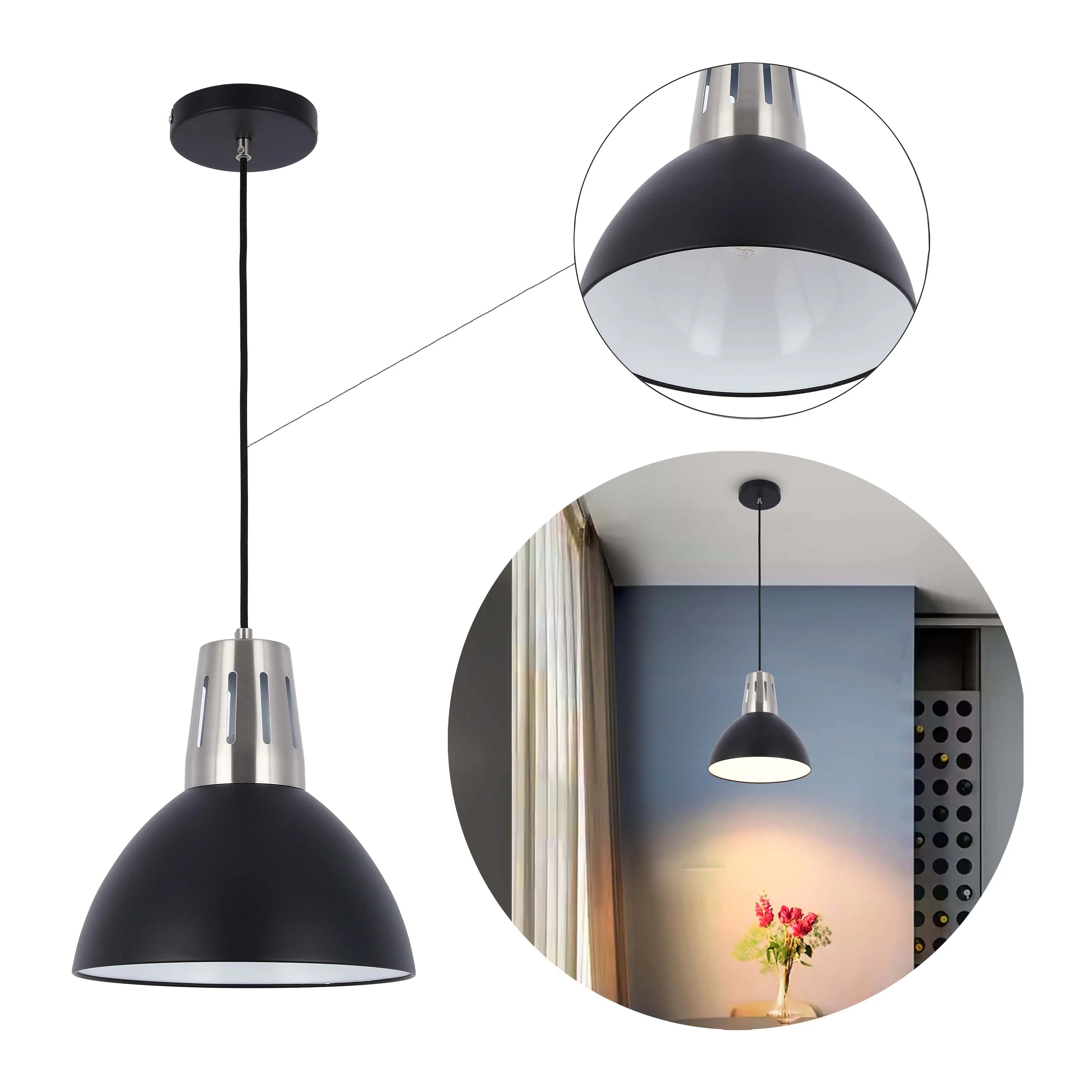 Lámpara colgante moderna tipo cúpula – Casquillo E27, diámetro 280 mm, regulable