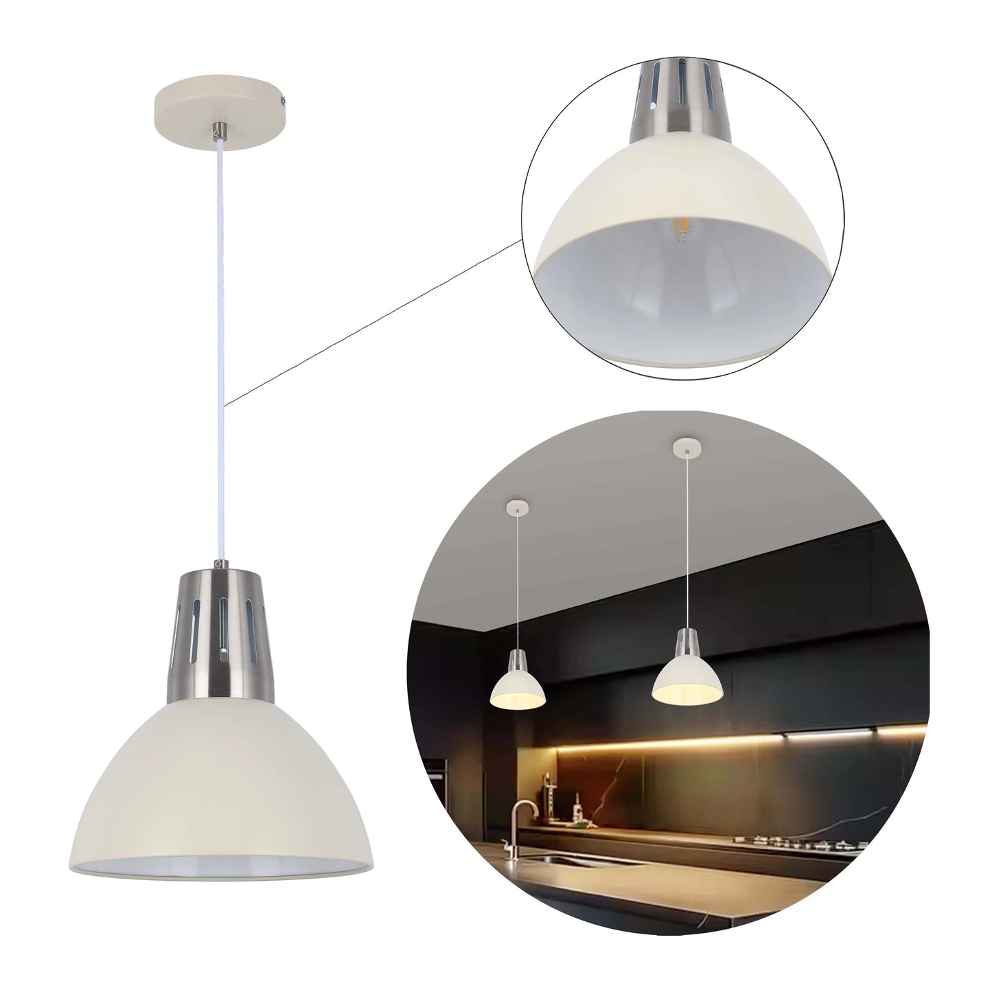 Lámpara colgante moderna tipo cúpula – Casquillo E27, diámetro 280 mm, regulable