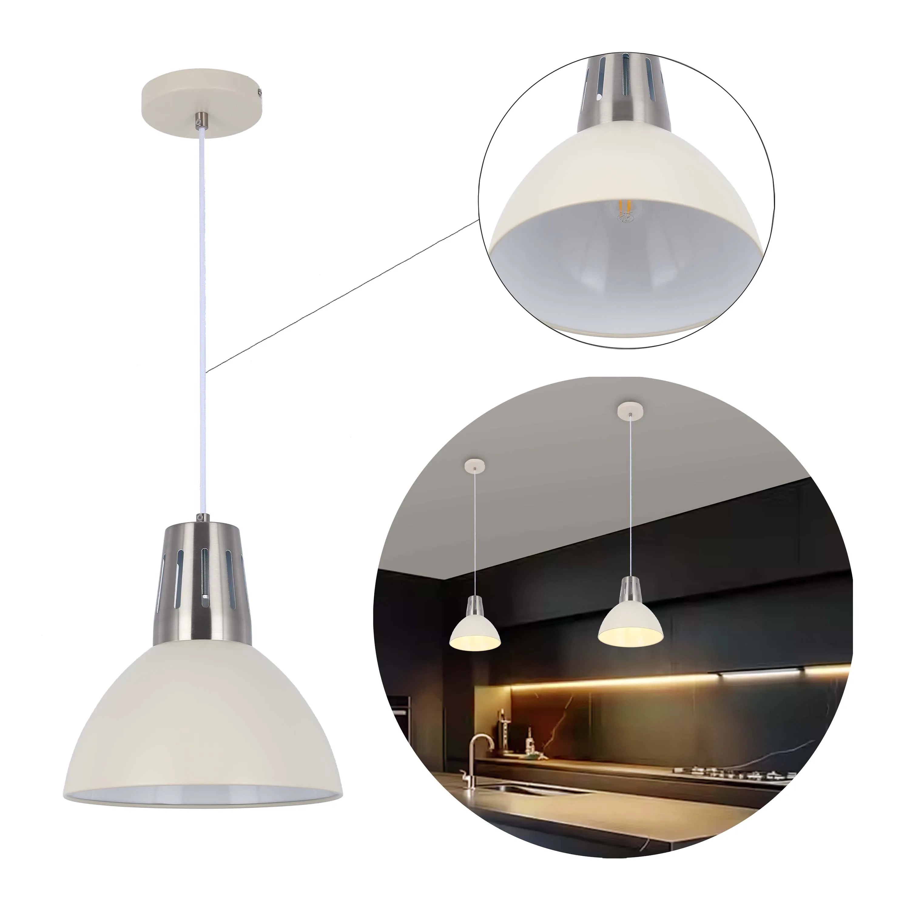 Lámpara colgante moderna tipo cúpula – Casquillo E27, diámetro 280 mm, regulable
