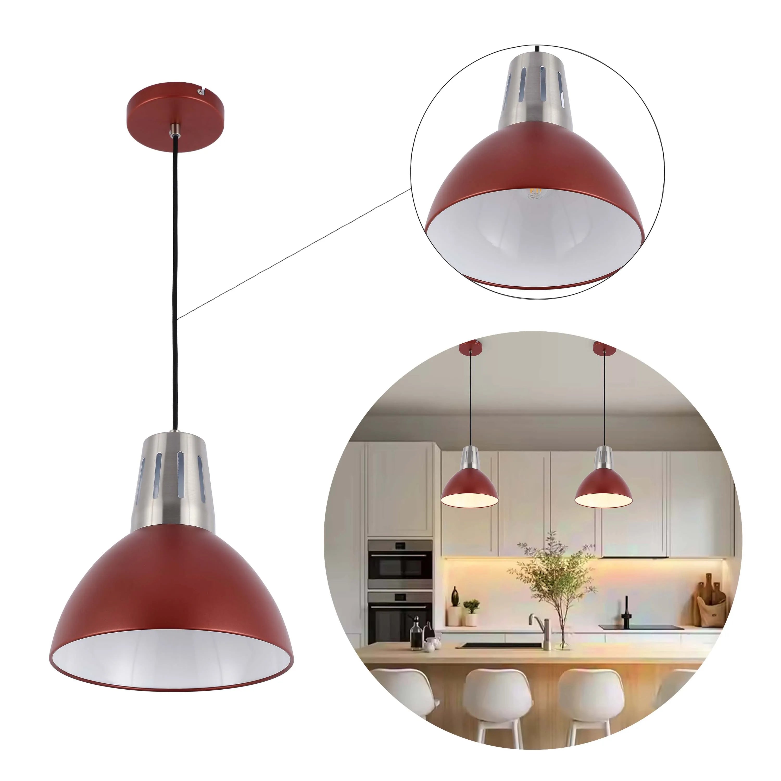 Lámpara colgante moderna tipo cúpula – Casquillo E27, diámetro 280 mm, regulable