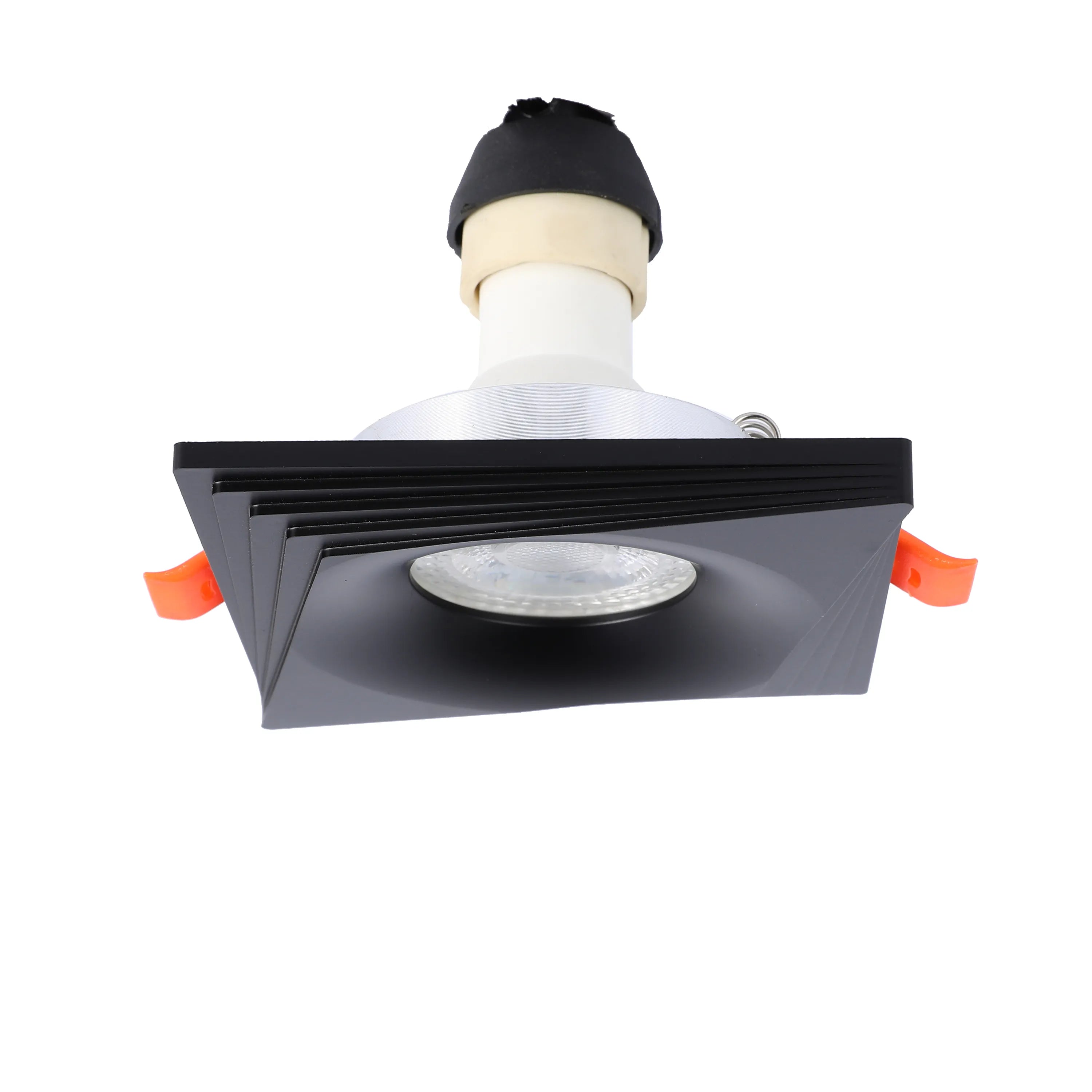 Downlight cuadrado empotrado GU10 - 94 mm, regulable, marco de aluminio
