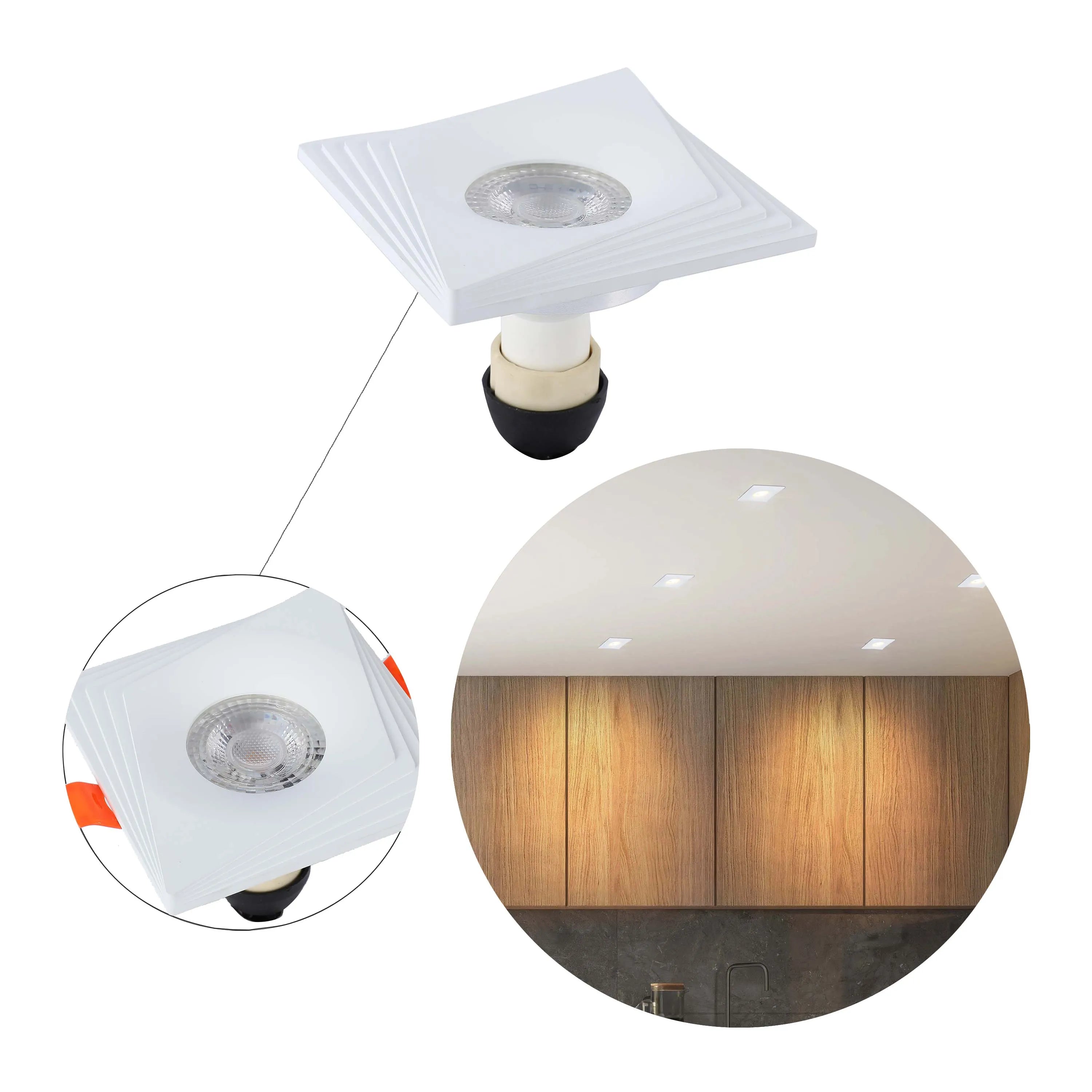 Downlight cuadrado empotrado GU10 - 94 mm, regulable, marco de aluminio