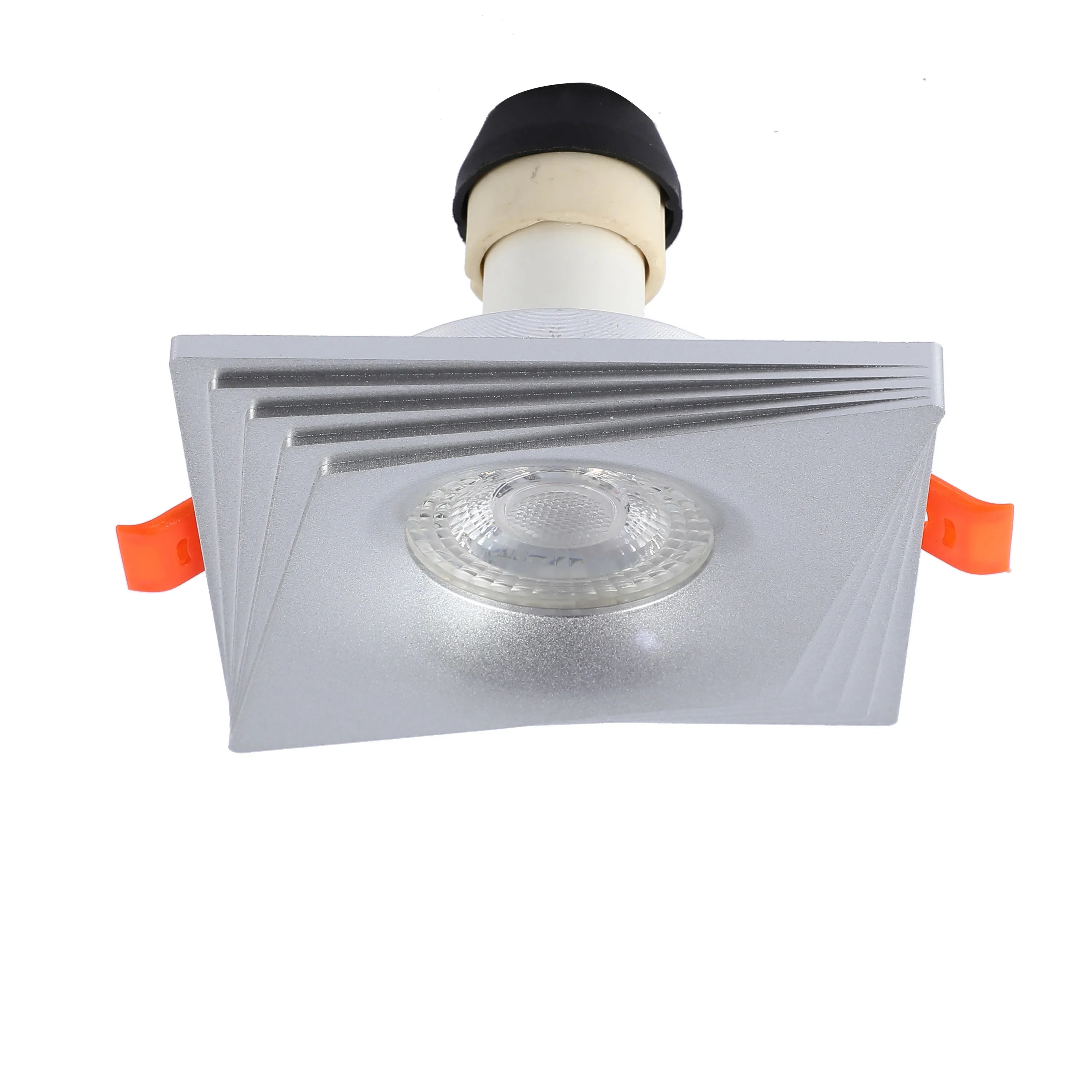 Downlight cuadrado empotrado GU10 - 94 mm, regulable, marco de aluminio