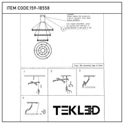 Lámpara de techo moderna LED, colgante de aros de cristal en niveles