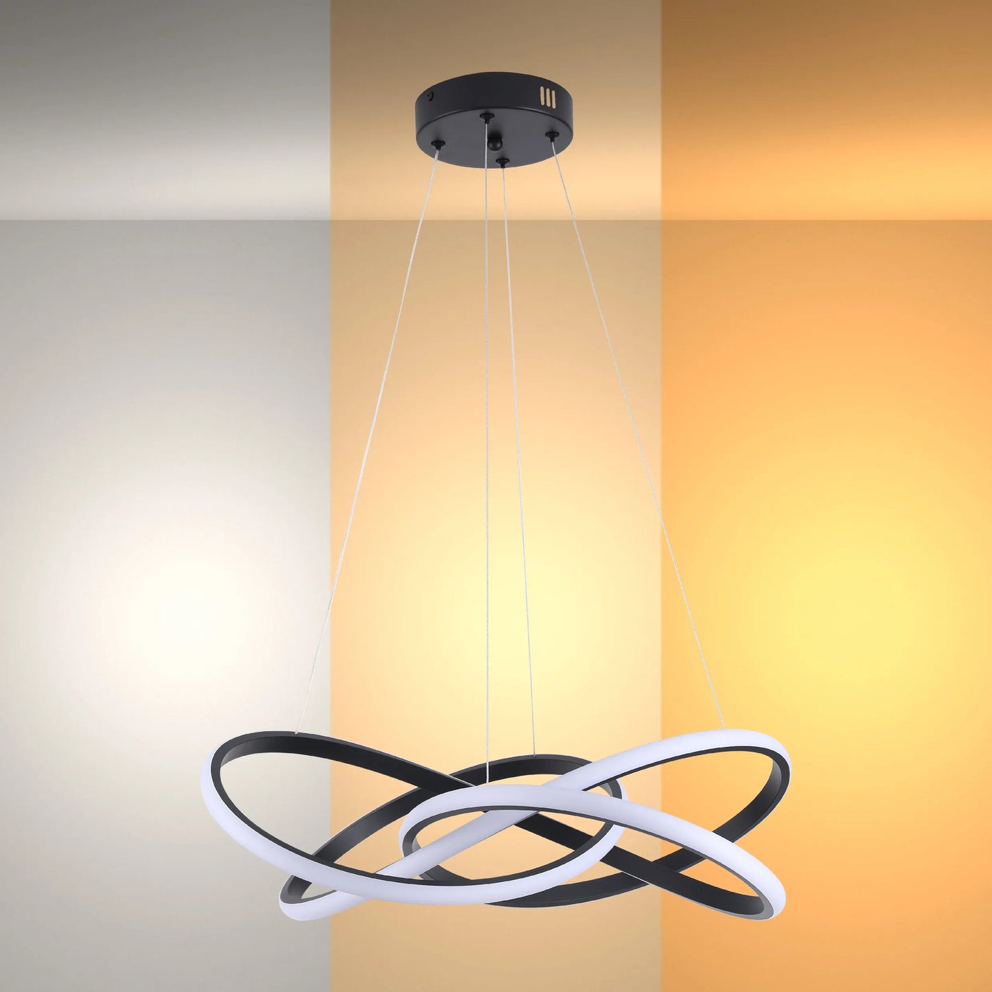Lámparas colgantes LED modernas – Diseños de aros entrelazados, ondulados y escalonados