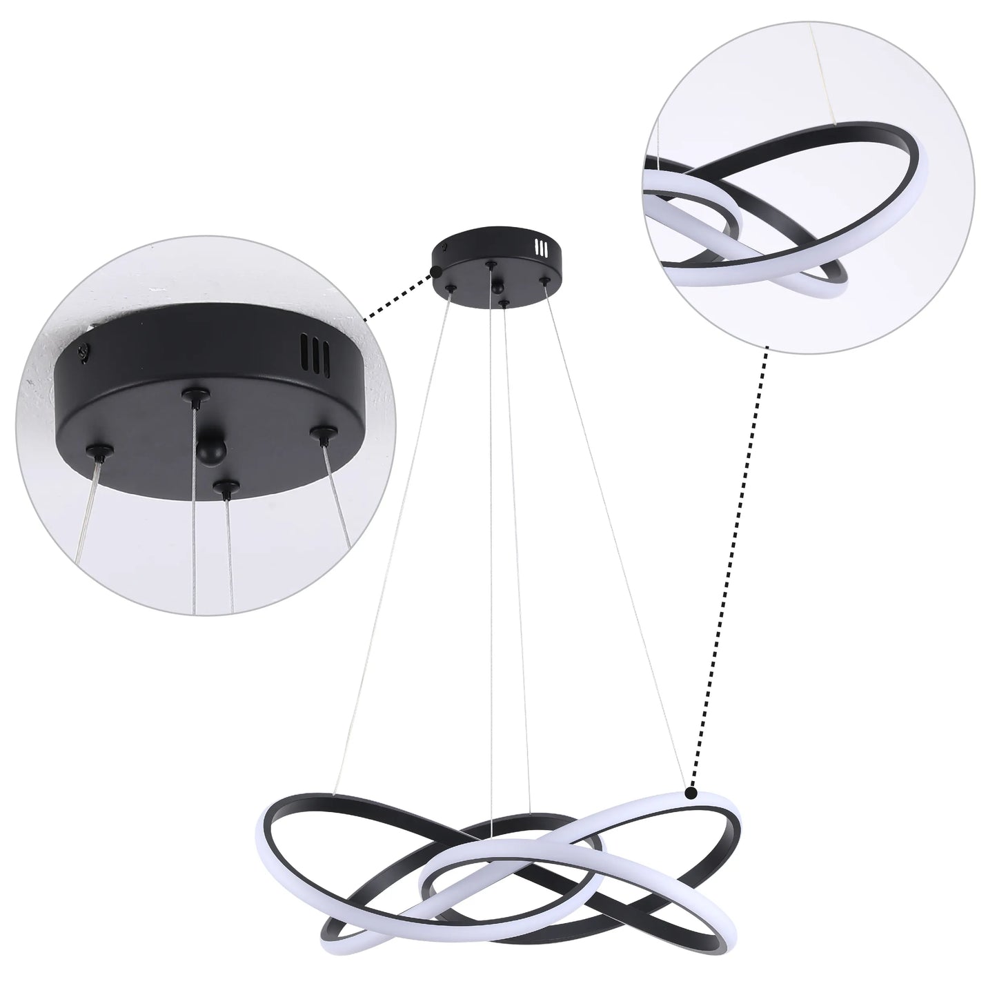 Lámparas colgantes LED modernas – Diseños de aros entrelazados, ondulados y escalonados