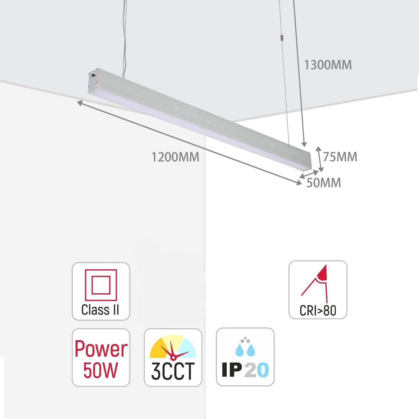 "Lámpara Colgante Lineal LED Moderna - 1200 mm