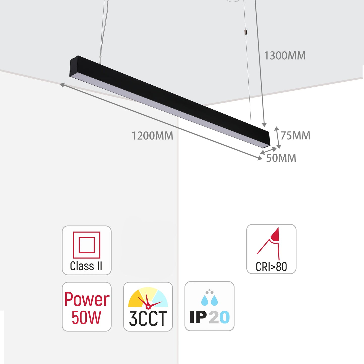 "Lámpara Colgante Lineal LED Moderna - 1200 mm