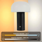 Lámpara de Mesa Negro LED Recargable Moderna en Forma de Hongo