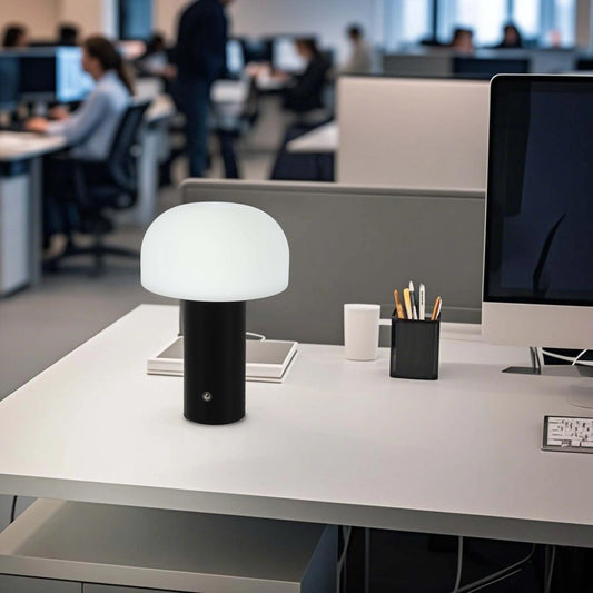 Lámpara de Mesa Negro LED Recargable Moderna en Forma de Hongo