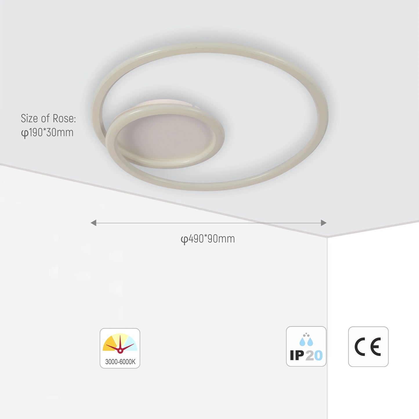 Lámpara de Techo LED en Espiral Moderna, CCT, 40W